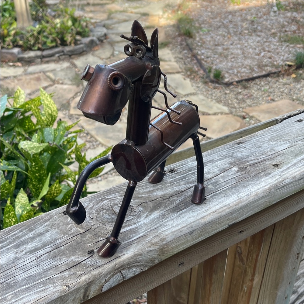 Metal Nuts and Bolts Standing Horse Sculpture